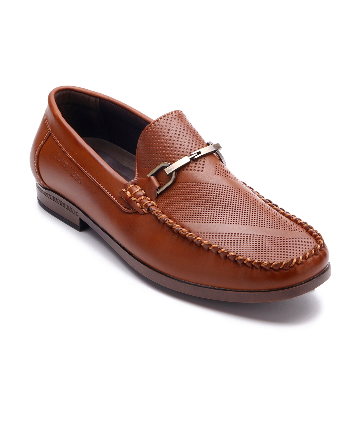 Men's Perforated Buckle Loafers - Tan