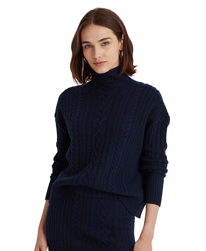Lauren Ralph Lauren Cable-Knit Wool-Cashmere Sweater - Macy's