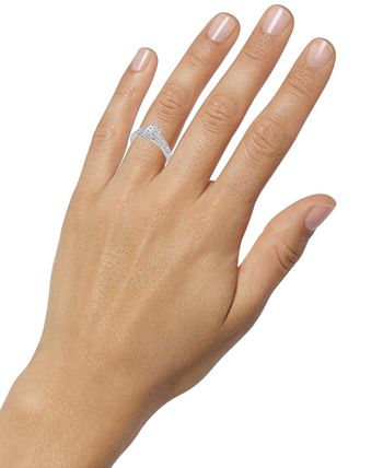 Macy's - Diamond Halo Engagement Ring (1/2 ct. t.w.) in 14k White Gold