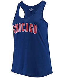 Women's Royal Chicago Cubs Swing For The Fences Racerback Tank Top