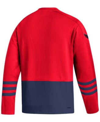adidas Men's Red Washington Capitals Logo Aeroready Pullover Sweater