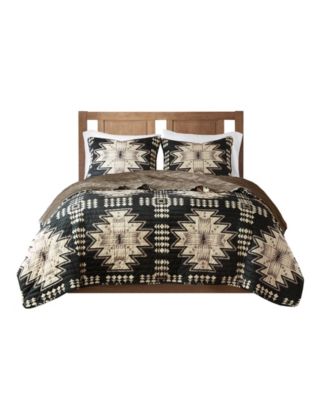 Woolrich Sierra Print Plush Coverlet Set Collection In Tan And Black