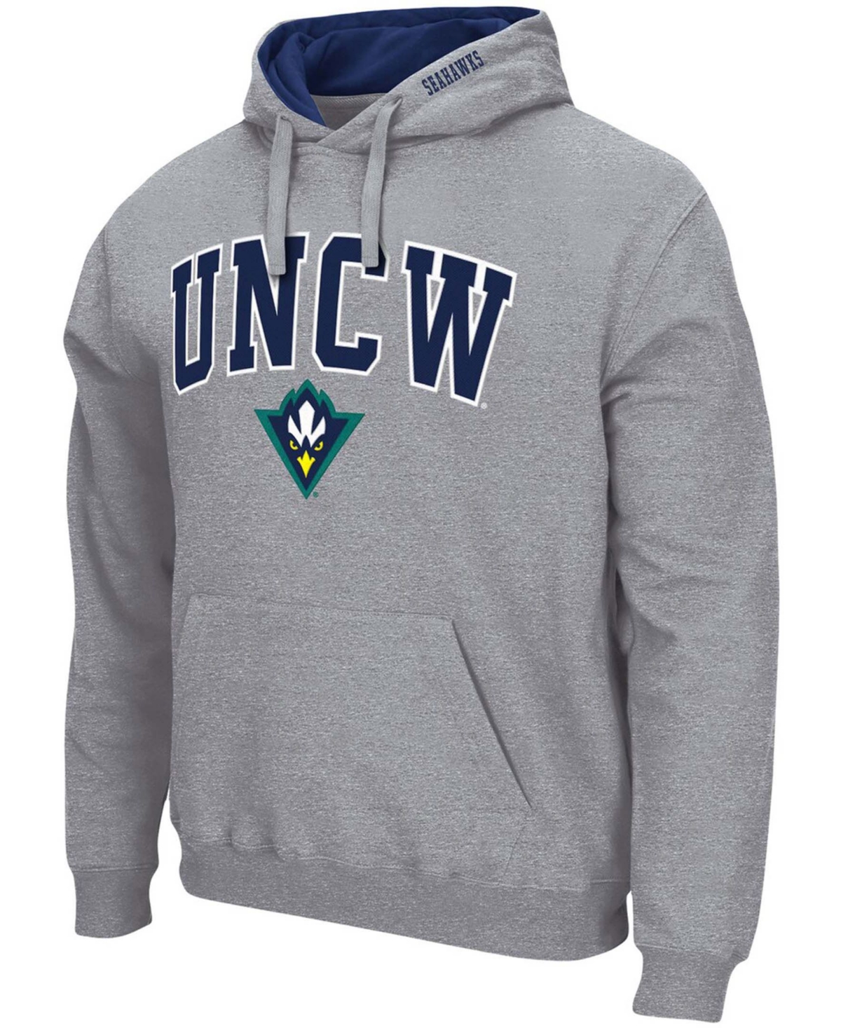 Colosseum Men's Heather Gray Unc Wilmington Seahawks Arch And Logo Pullover Hoodie In Heather Gray