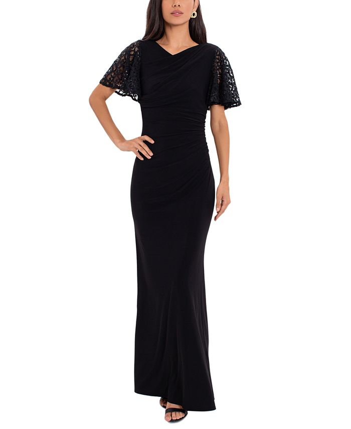 Betsy and adam ruched lace sales sheath dress