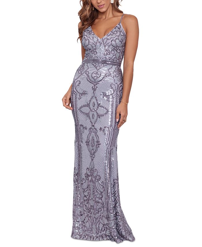 Betsy & Adam Sequin-Embellished Gown - Macy's