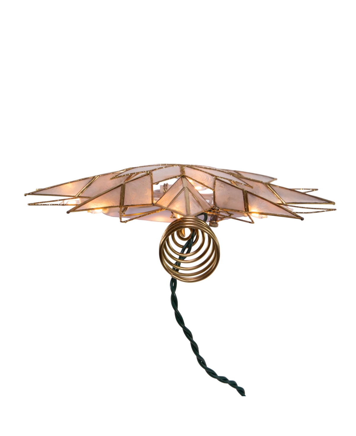 Kurt Adler Ul 10-Light 8-Point Capiz Star Lighted Tree Topper - Gold-Tone