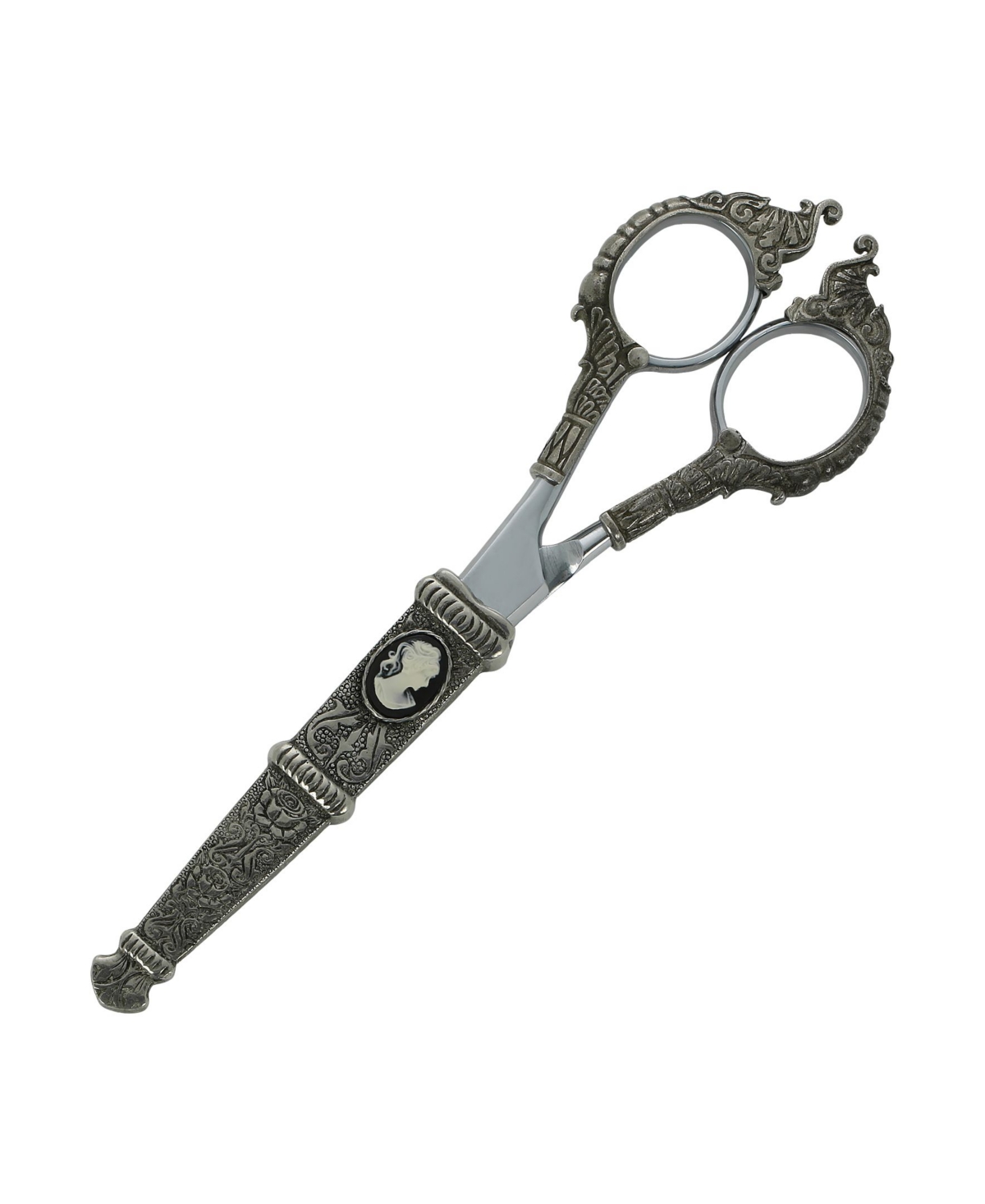 2028 Cameo And Flowers Scissors In Black
