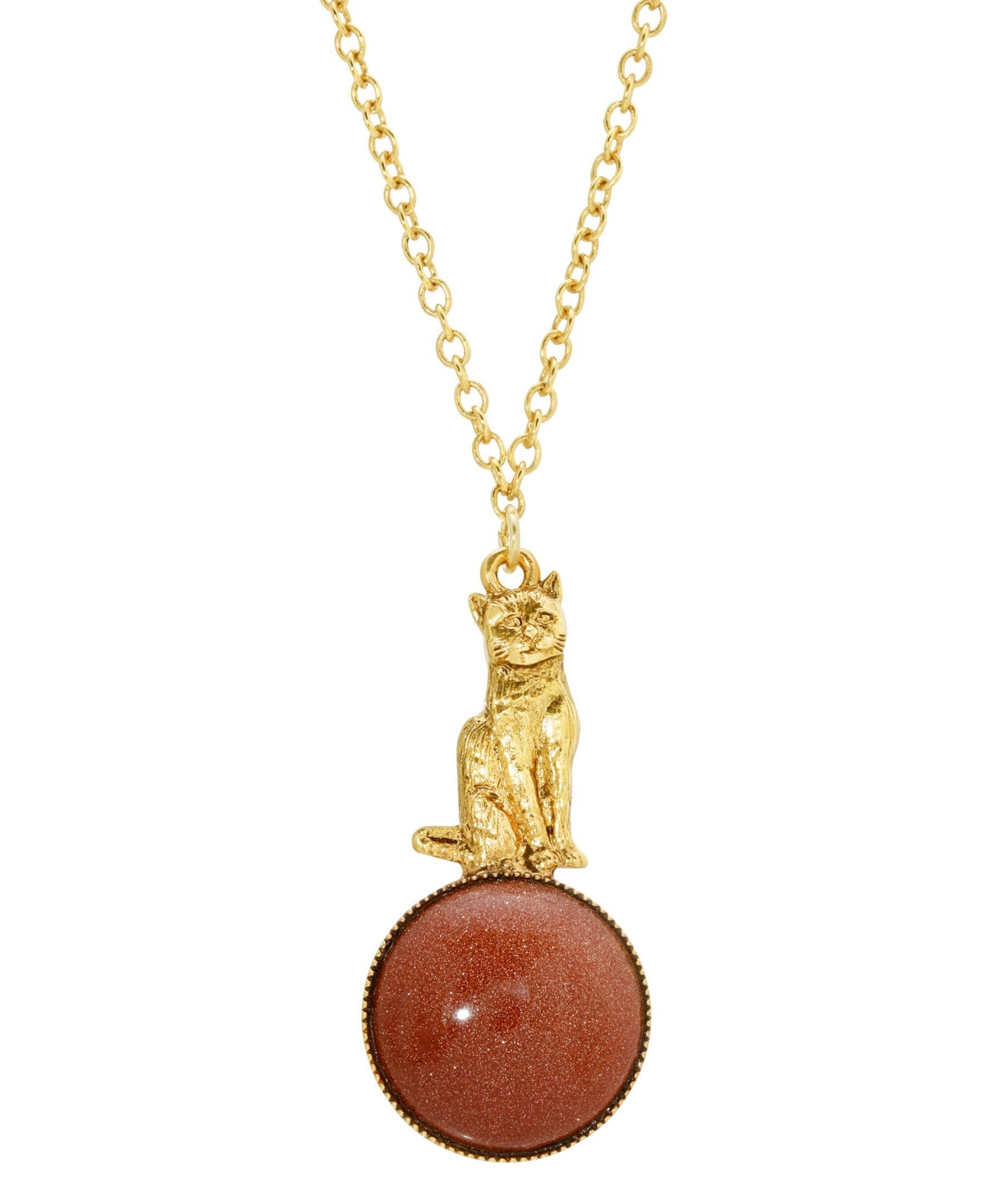 2028 Cat Pendant Necklace In Gold-tone