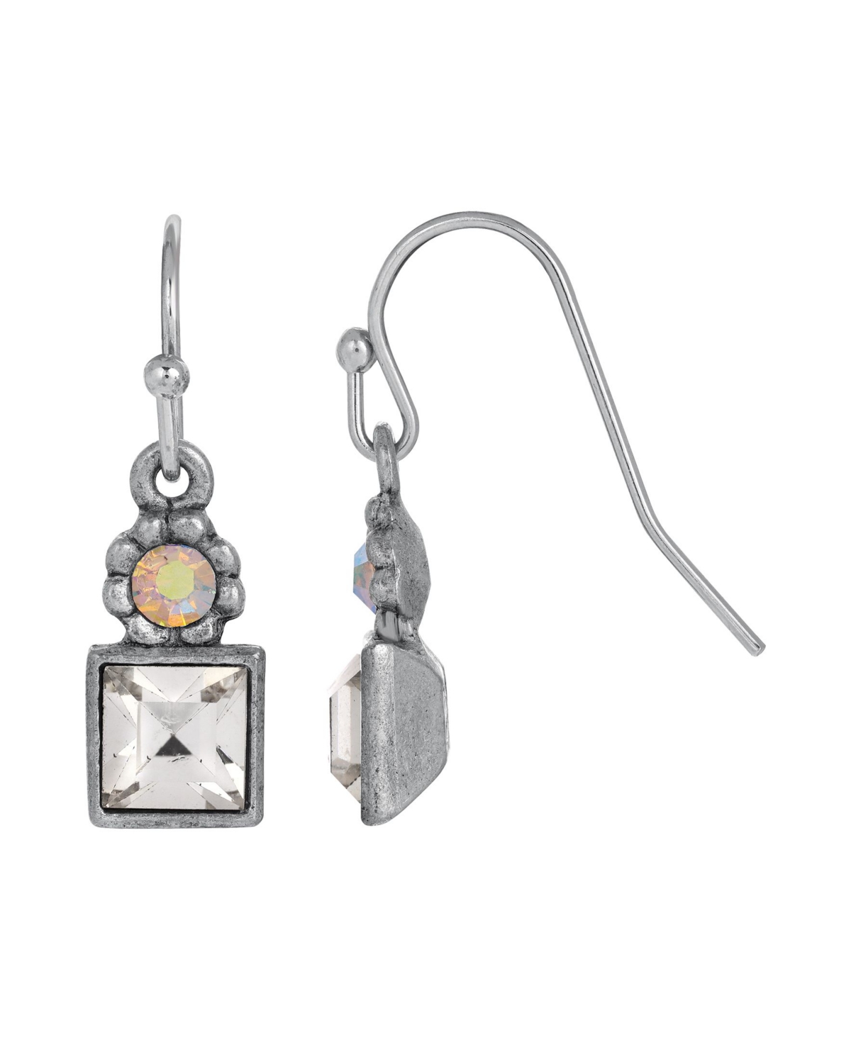 Crystal Wire Earrings - Silver-Tone