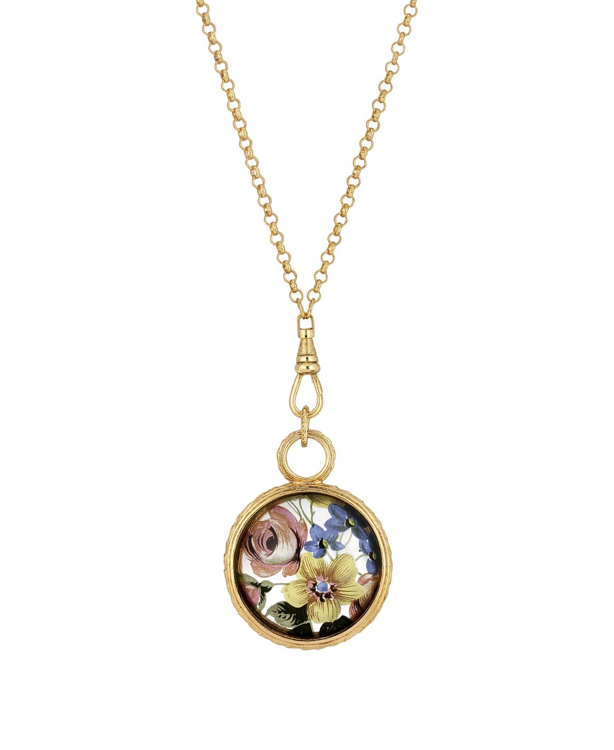 2028 Round Floral Antique Necklace In Multi