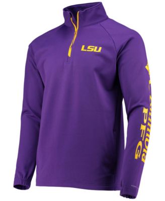 Men's LSU Tigers Terminal Tackle Fleece Raglan Omni-Shade Quarter-Zip Jacket