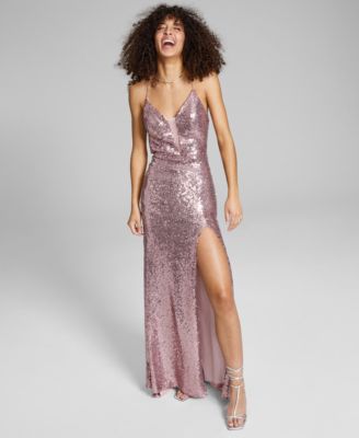 macy's pink sequin dress