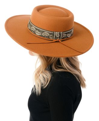 Women's Wool Blend Felt Hat with Paisley Print Band