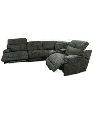 Sebaston 5-Pc. Fabric Sectional with 2 Power Motion Recliners and 1 USB Console, Created for Macy's