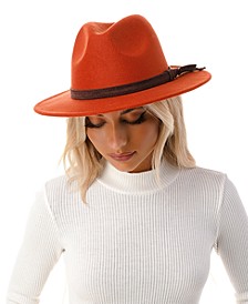 Women's Wool Blend Felt Hat with Vegan Leather Band
