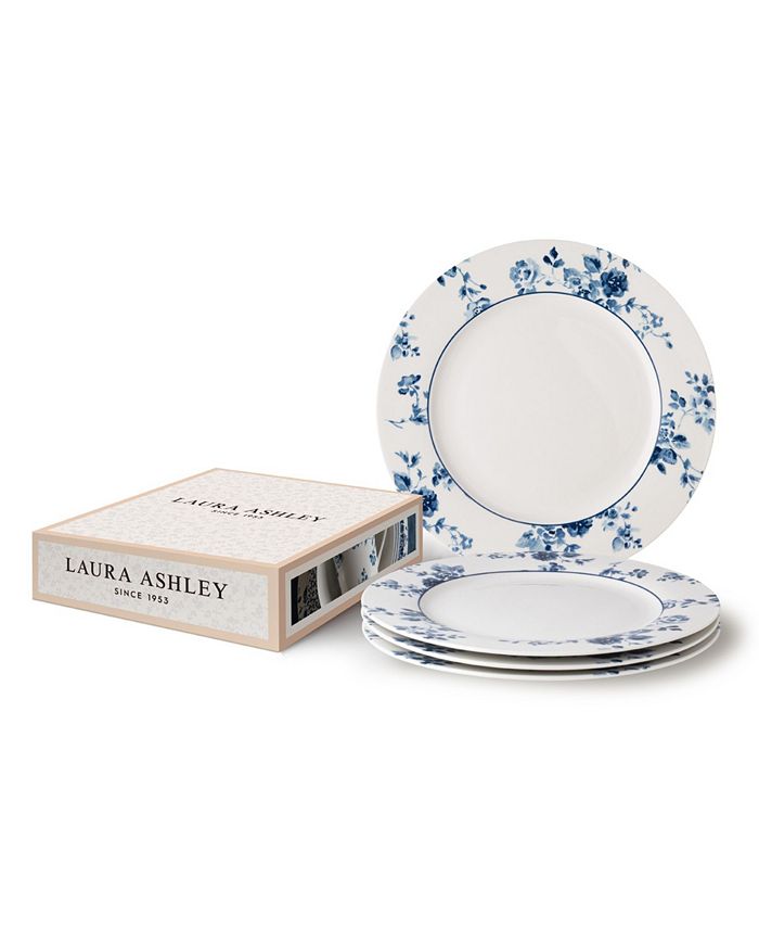 Laura Ashley Blueprint Collectables China Rose Plates in Gift Box, Set