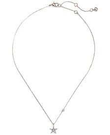 Silver-Tone Cubic Zirconia Star Mini Pendant Necklace, 16" + 3" extender
