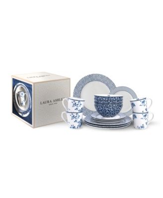 Laura Ashley CLOSEOUT! Blueprint Collectables Dinner Set in Gift Box, 16 Pieces