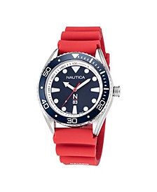 N83 Men's Red Silicone Strap Watch 44mm