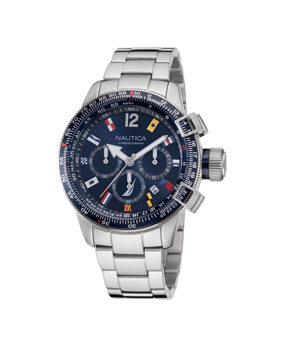Nautica Men's Silver-tone Stainless Steel Bracelet Watch 46mm