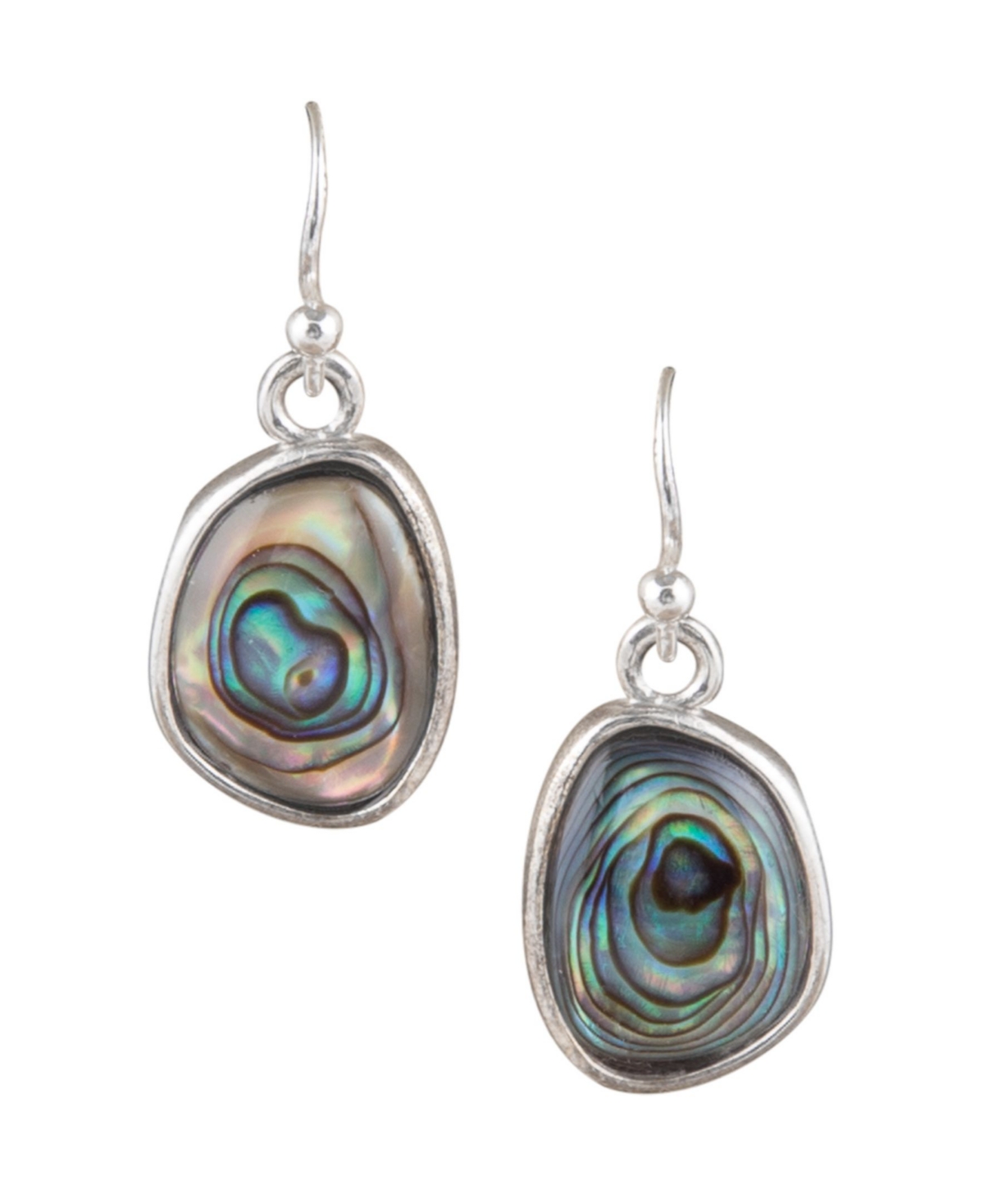Women's Lush Sterling Silver and Abalone Shell Drop Earrings - Abalone