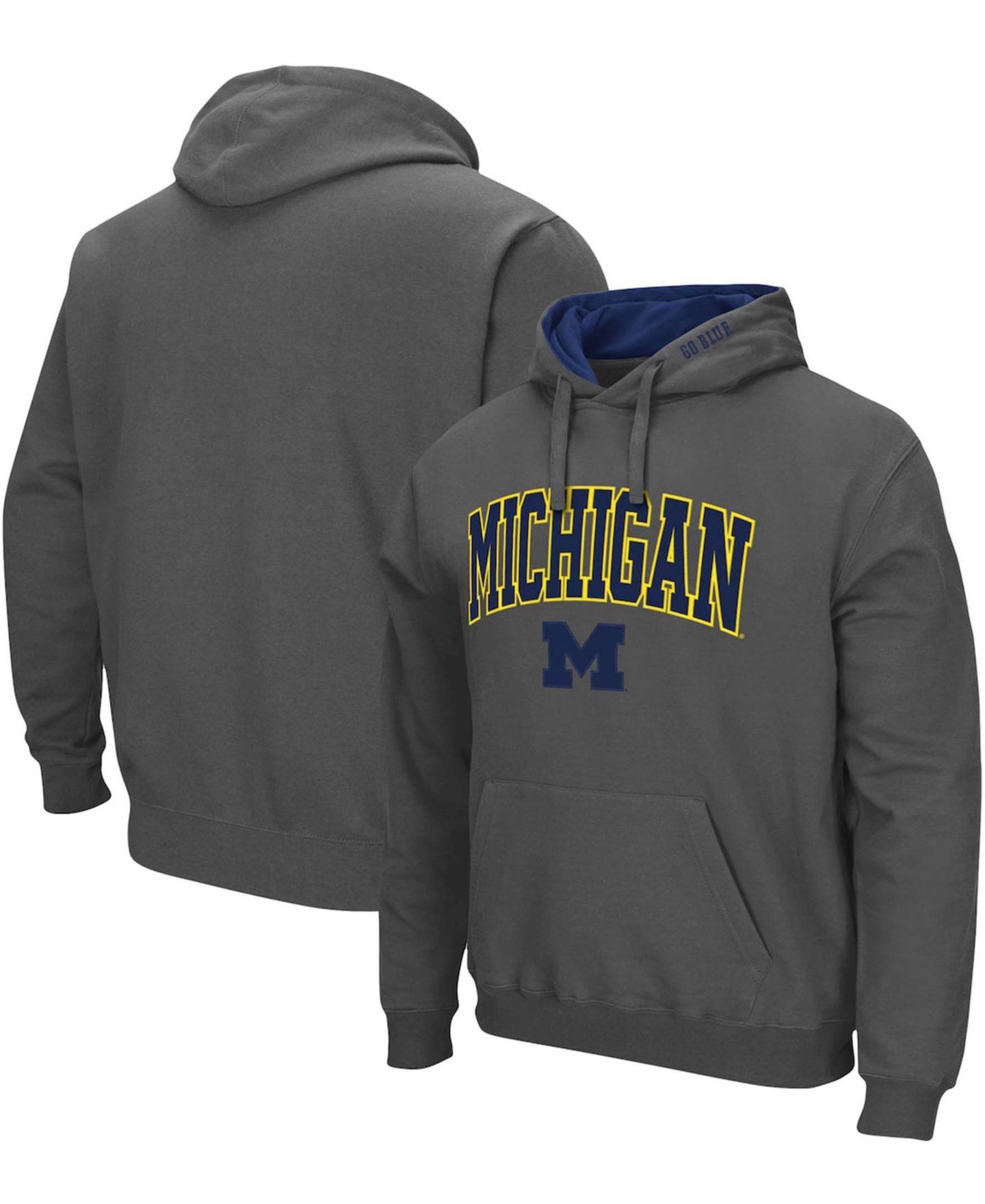 Мужское худи Colosseum Michigan Wolverines Arch Logo 3.0 Pullover, цвет: Угольный — фото 1