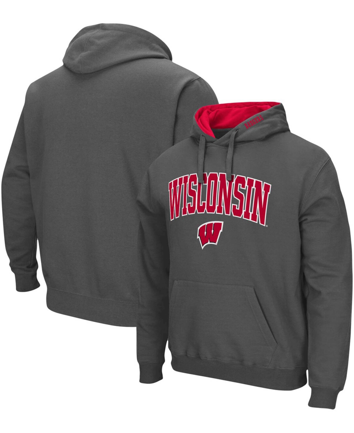 Colosseum Men's Charcoal Wisconsin Badgers Big And Tall Arch And Logo 2.0 Pullover Hoodie