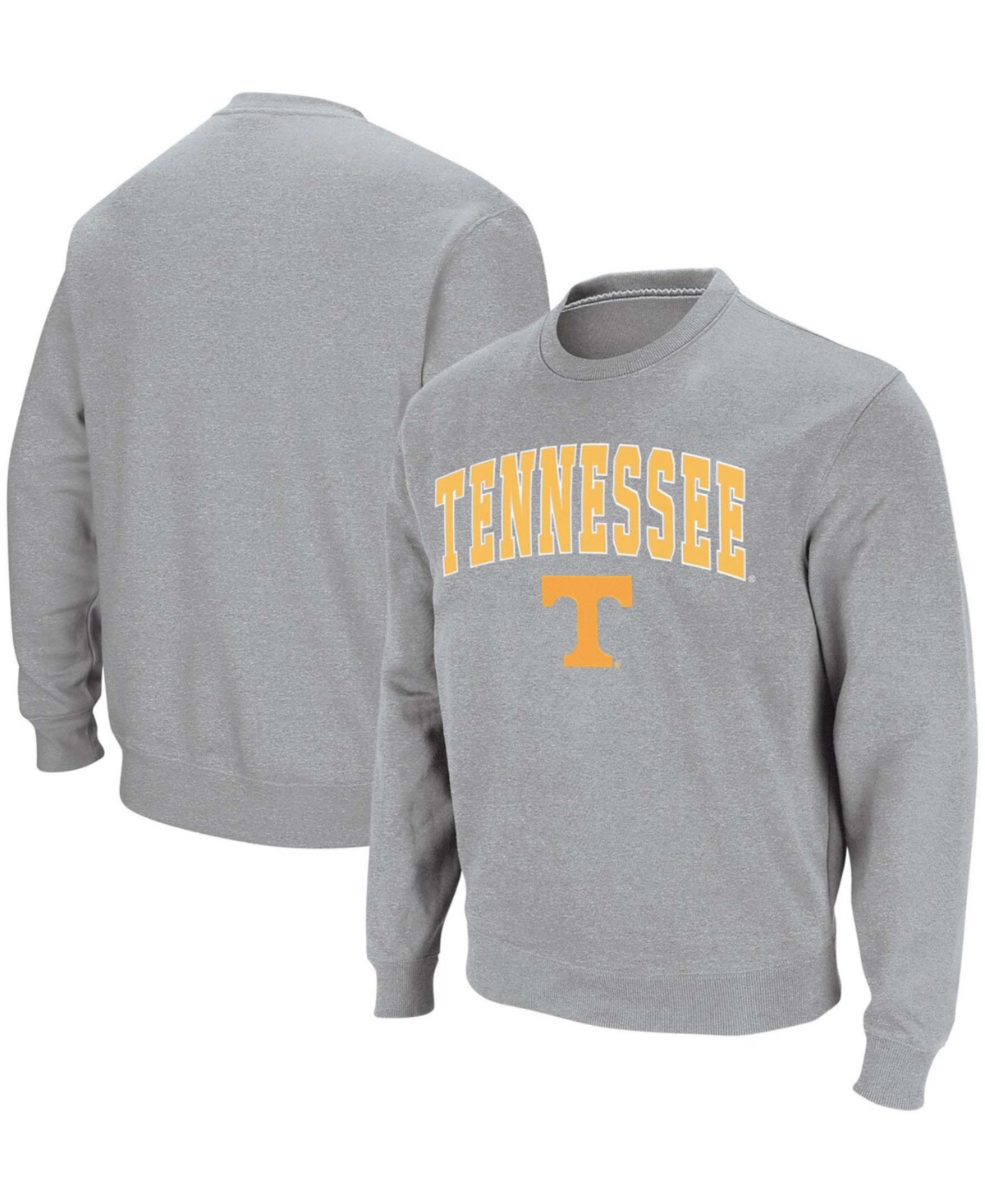 Colosseum Men's Heather Gray Tennessee Volunteers Arch Logo Crew Neck Sweatshirt In Heather Gray