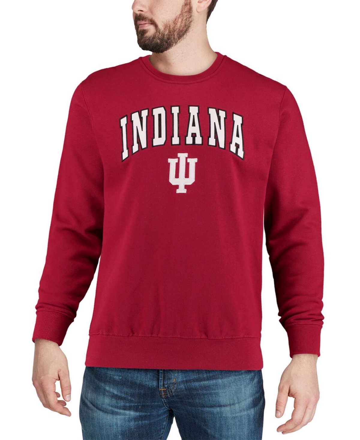Shop Colosseum Men's Crimson Indiana Hoosiers Arch Logo Crew Neck Sweatshirt