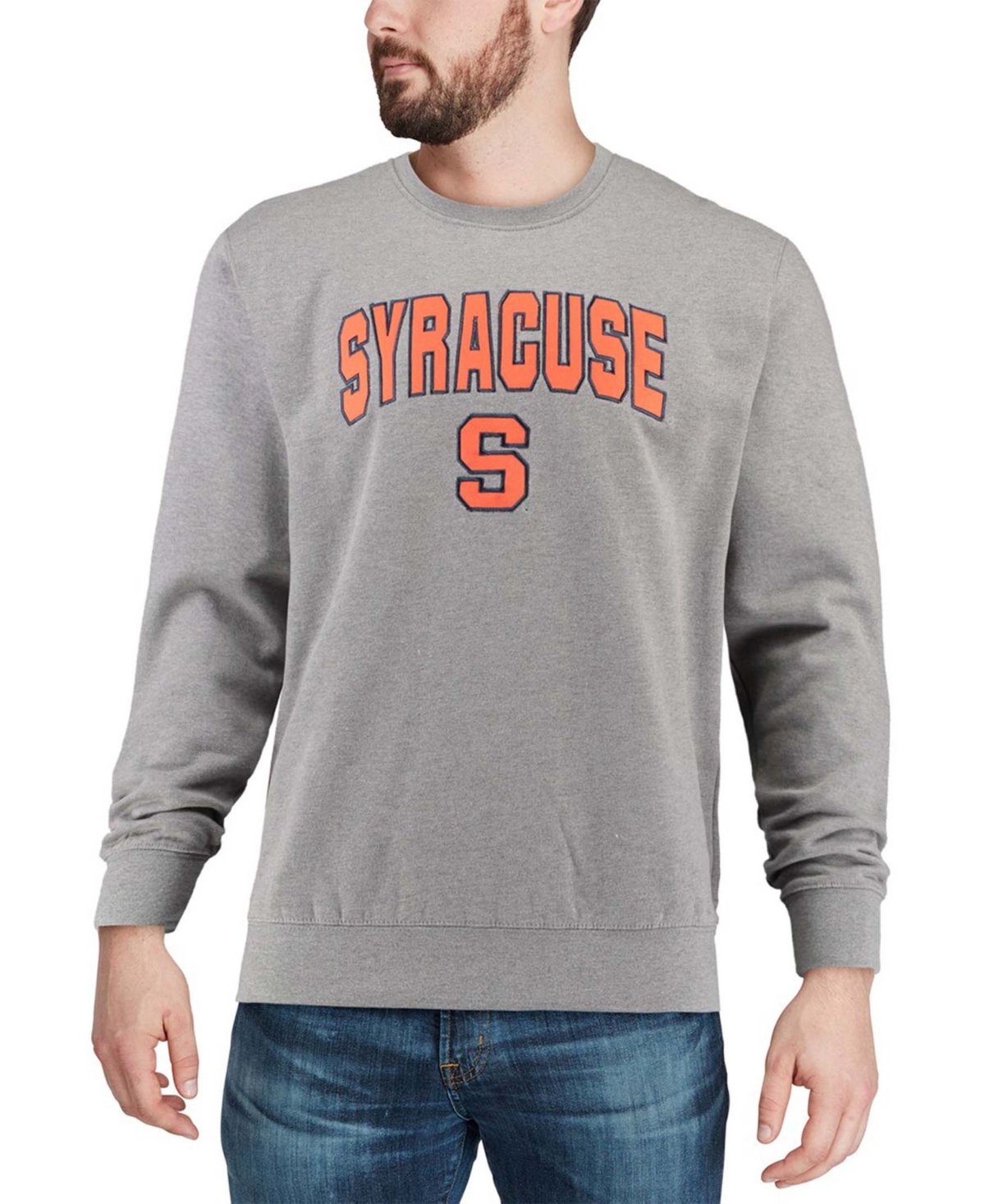 Shop Colosseum Men's Heather Gray Syracuse Orange Arch Logo Crew Neck Sweatshirt