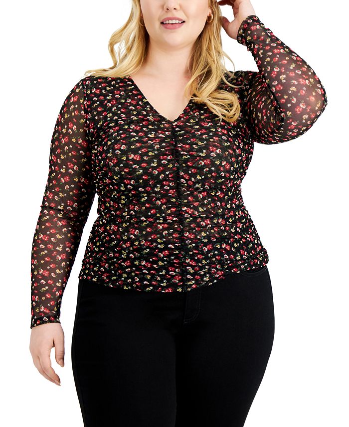 INC International Concepts Polka-dot Blouse in Black