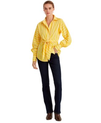 Lauren Ralph Lauren - Striped Tie-Front Broadcloth Shirt
