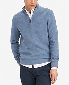 Men's Textured Mock Neck Quarter Zip Sweater