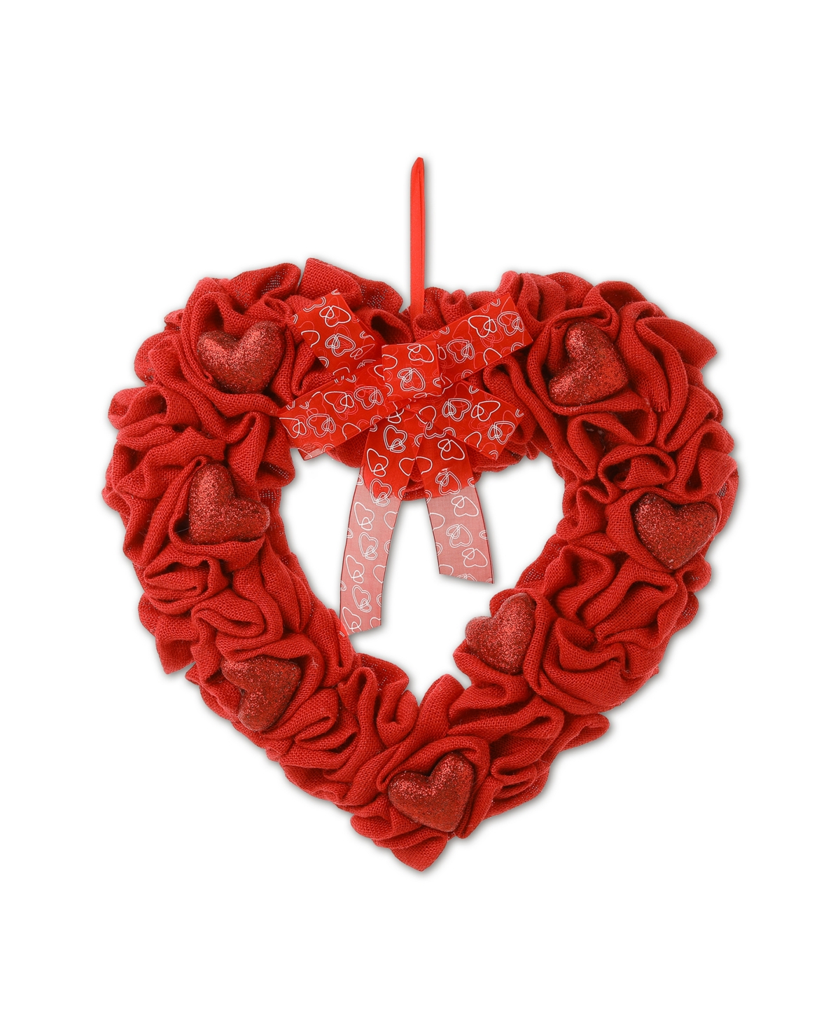 19.25" Fabric Valentine's Heart Wreath - Red