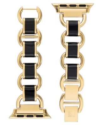 Women's Gold-Tone and Black Enamel Link Bracelet designed for Apple Watch&reg; 42mm (Series 1-3 only) & 44/45/46/49mm (Ultra & Ultra 2)