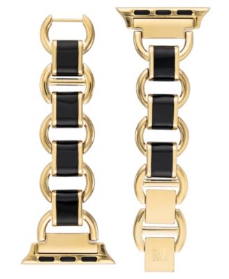 Women's Gold-Tone and Black Enamel Link Bracelet designed for Apple Watch&reg; 42mm (Series 1-3 only) & 44/45/46/49mm (Ultra & Ultra 2)