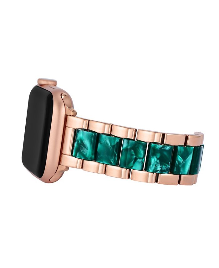 Anne Klein 38/40/41mm Apple Watch Bracelet in Green Resin and Rose Gold