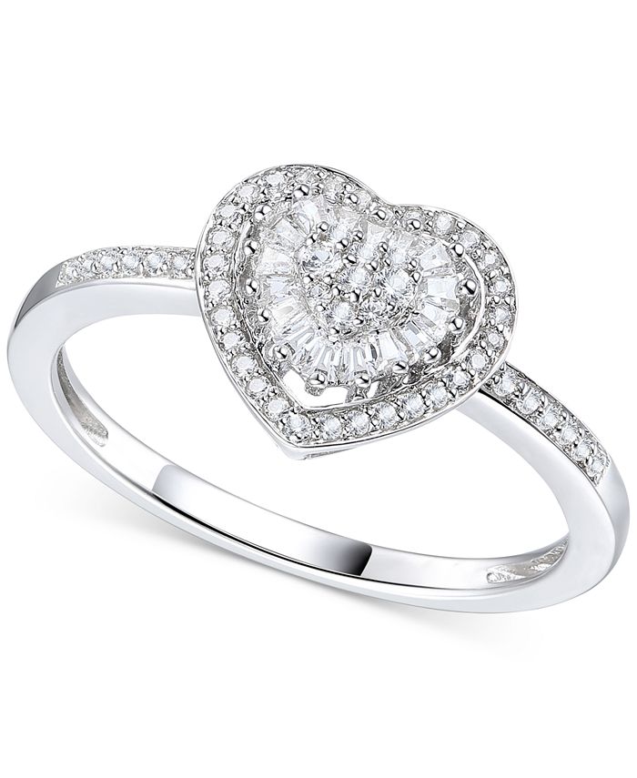 Diamond Heart Ring 1/5 ct tw Sterling Silver