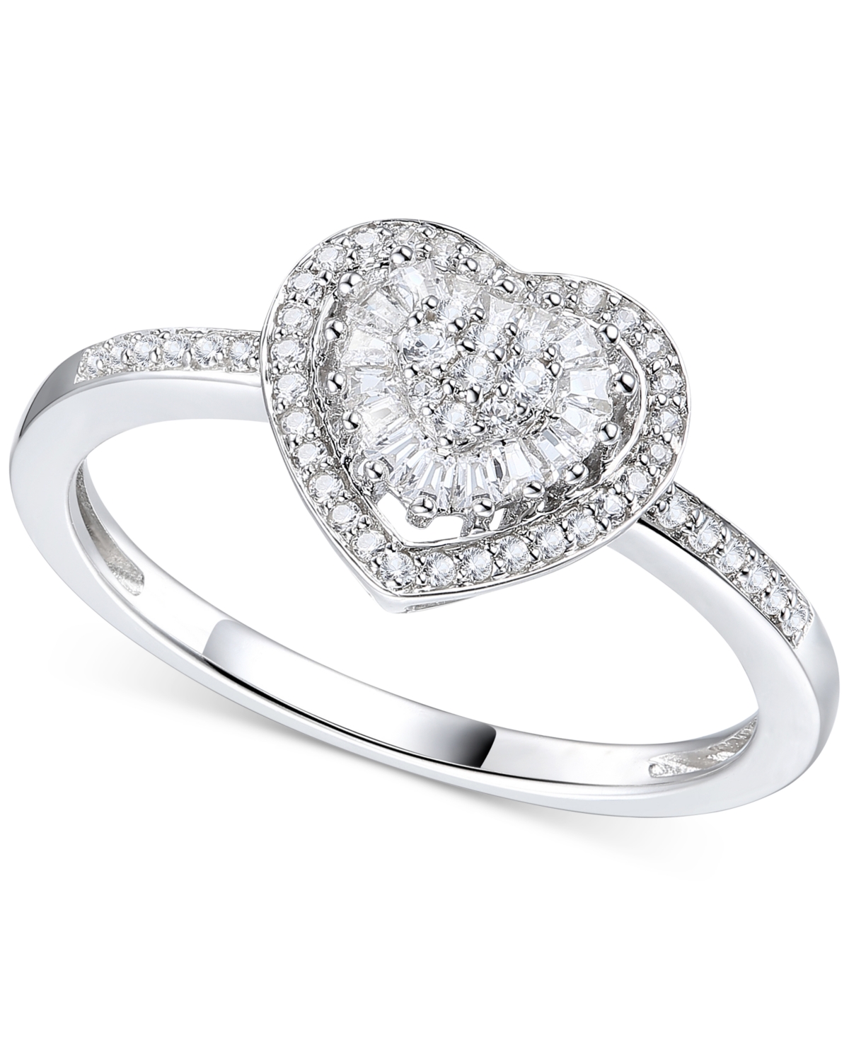 Diamond Cluster Heart Ring (1/4 ct. t.w.) in Sterling Silver - Sterling Silver