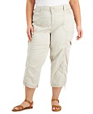 Style & Co Women's Plus Cotton Bungee Cargo Capri Pants White Size 22W 