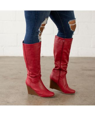 Women's Langly Wide Calf Knee High Wedge Boots
