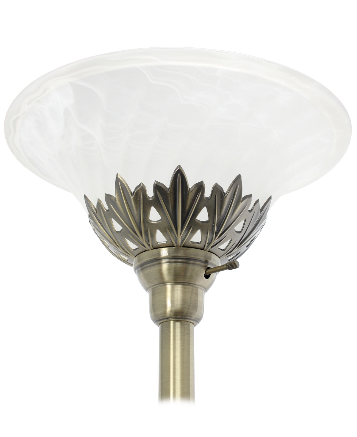 Lalia Home Torchiere Floor Lamp with 2 Reading Lights and Scalloped Glass Shades