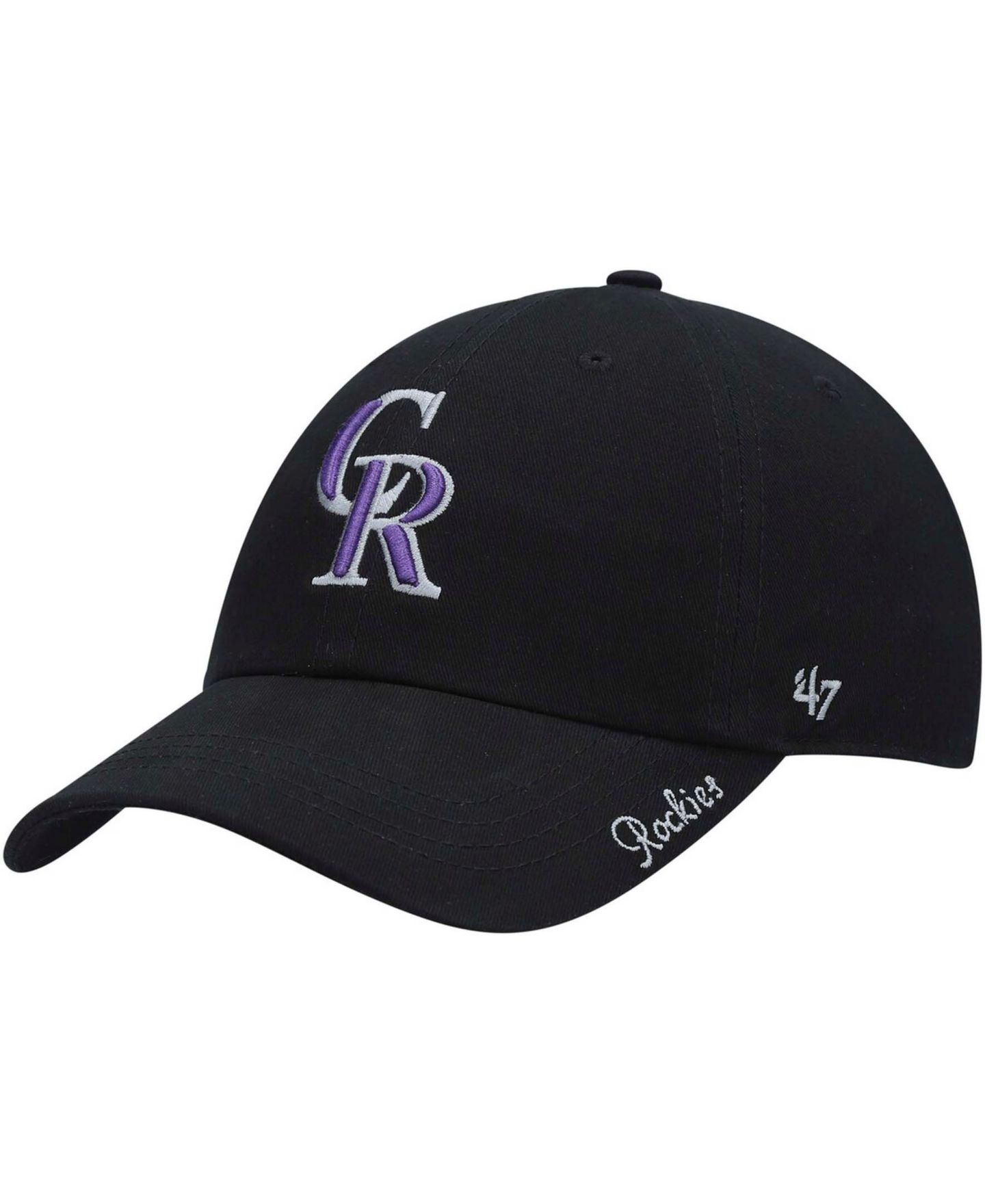 Женская кепка '47 Brand Black Colorado Rockies Team Miata Clean Up Adjustable Hat — фото 1