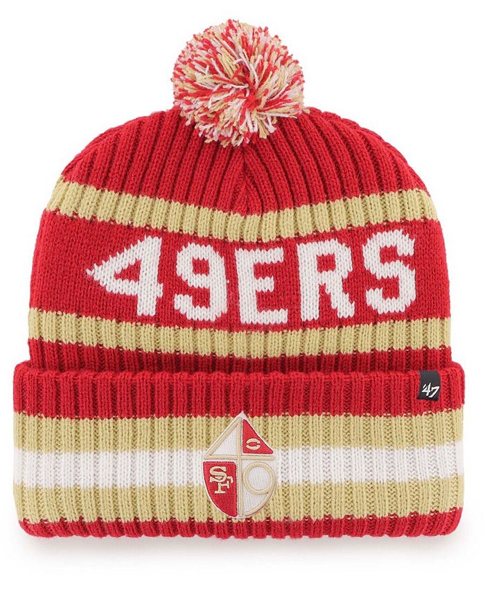 47 Brand Men's Scarlet San Francisco 49Ers Legacy Bering Cuffed Knit Hat  with Pom - Macy's