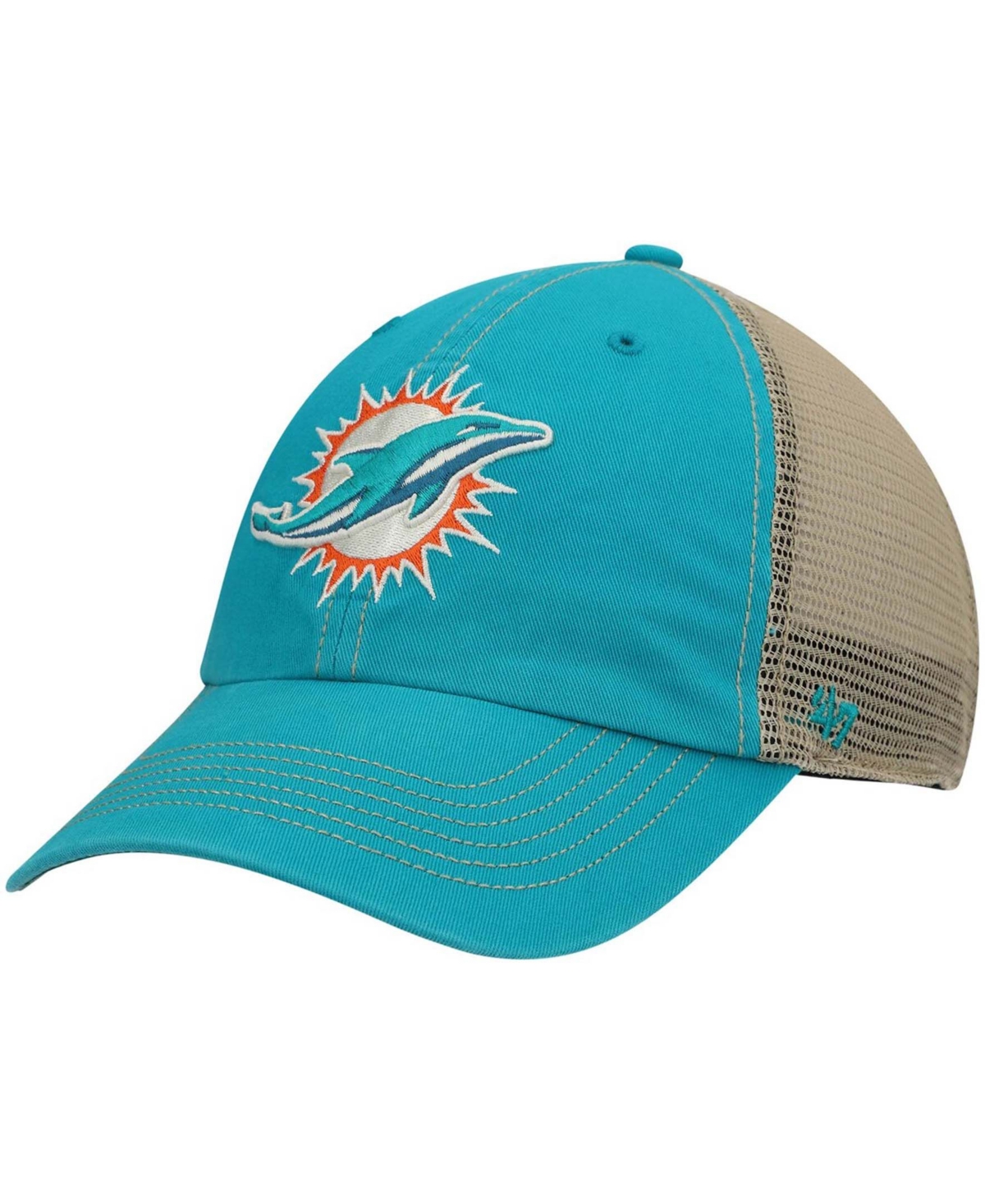 47 Brand Men's Aqua, Natural Miami Dolphins Trawler Trucker Clean Up Snapback Hat In Aqua,natural