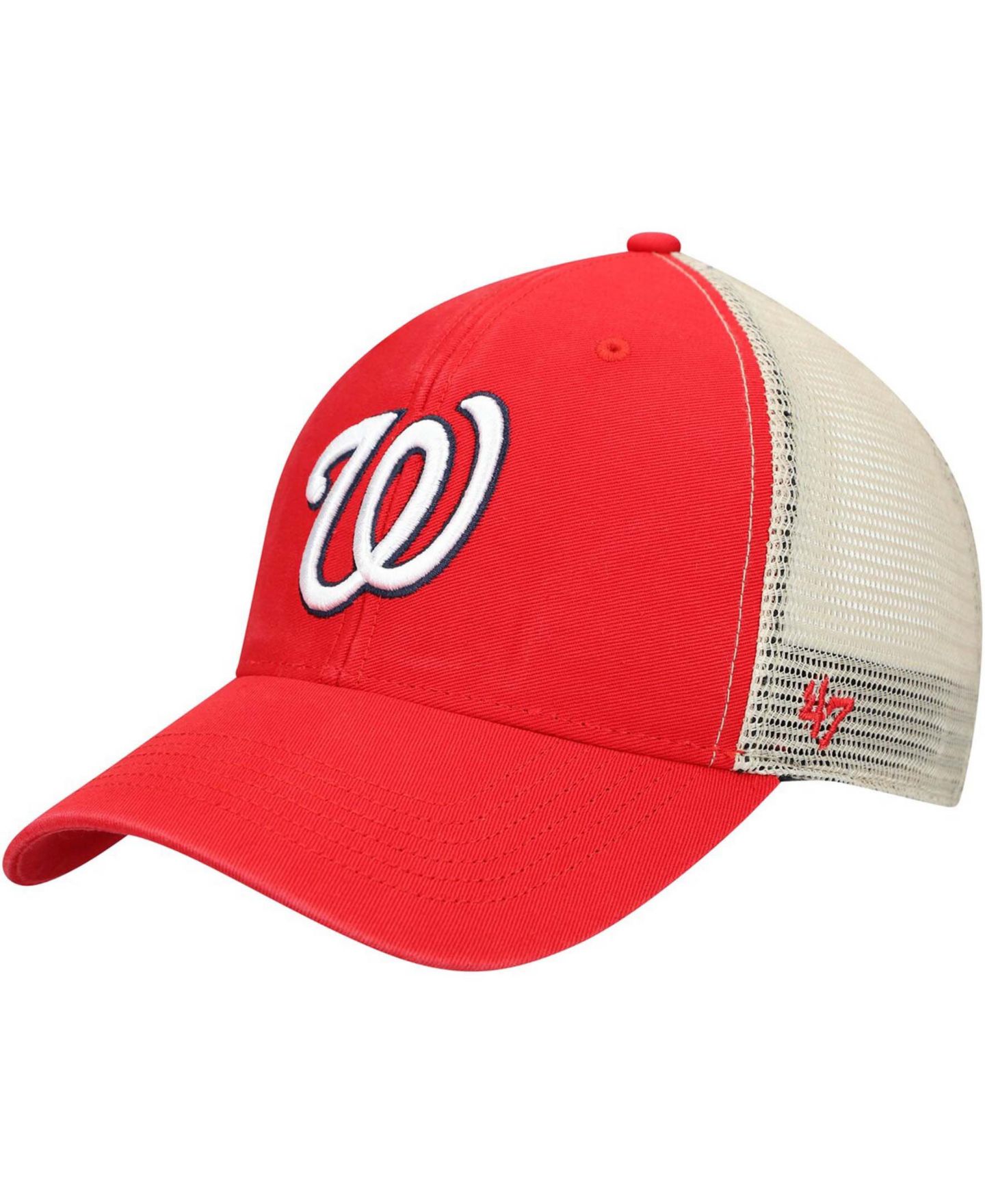 Мужская кепка '47 Brand Red, Natural Washington Nationals Flagship Washed MVP Trucker Snapback Hat — фото 2