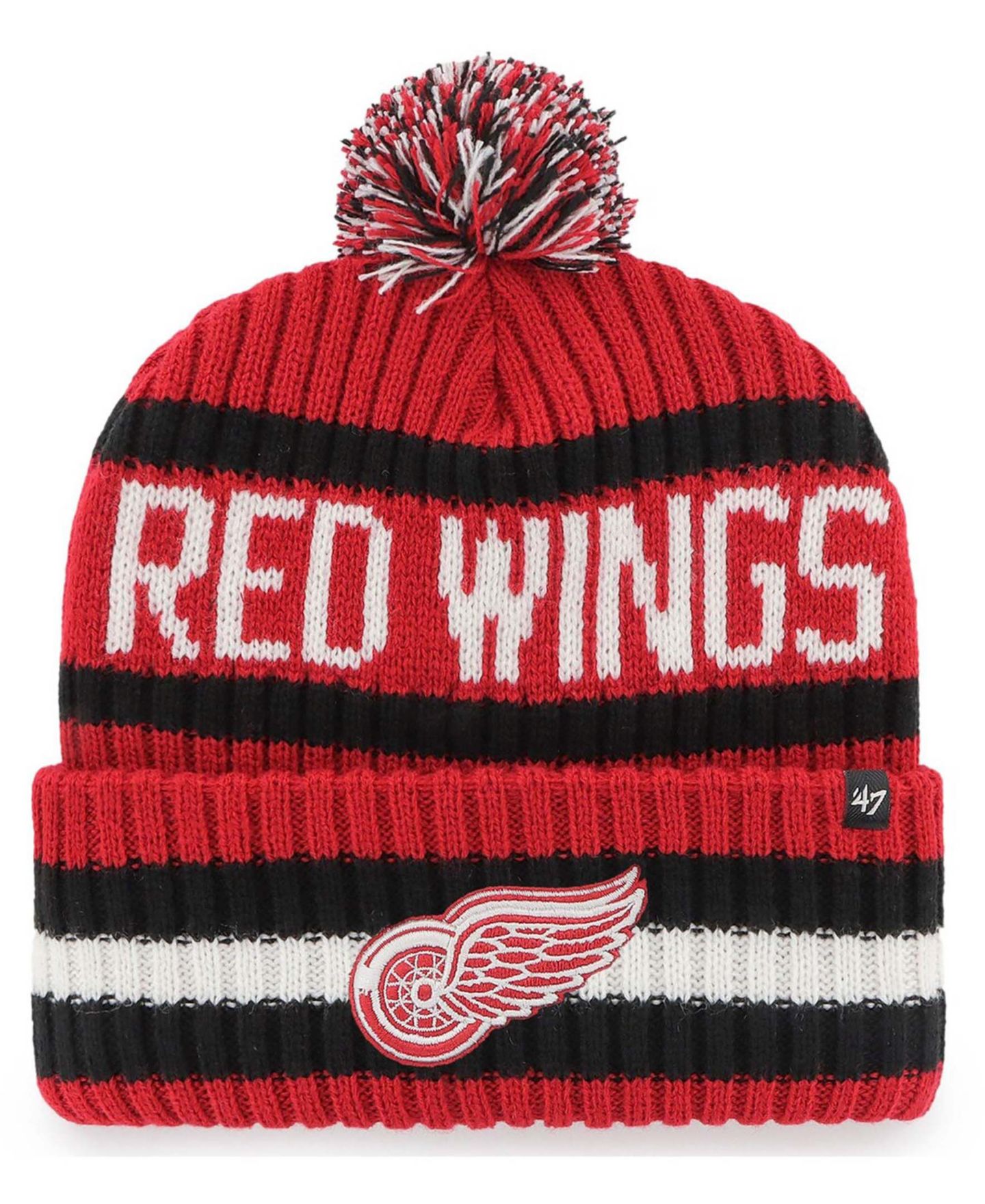 Мужская шапка '47 Brand Red Detroit Red Wings Bering Cuffed Knit Hat with Pom — фото 1