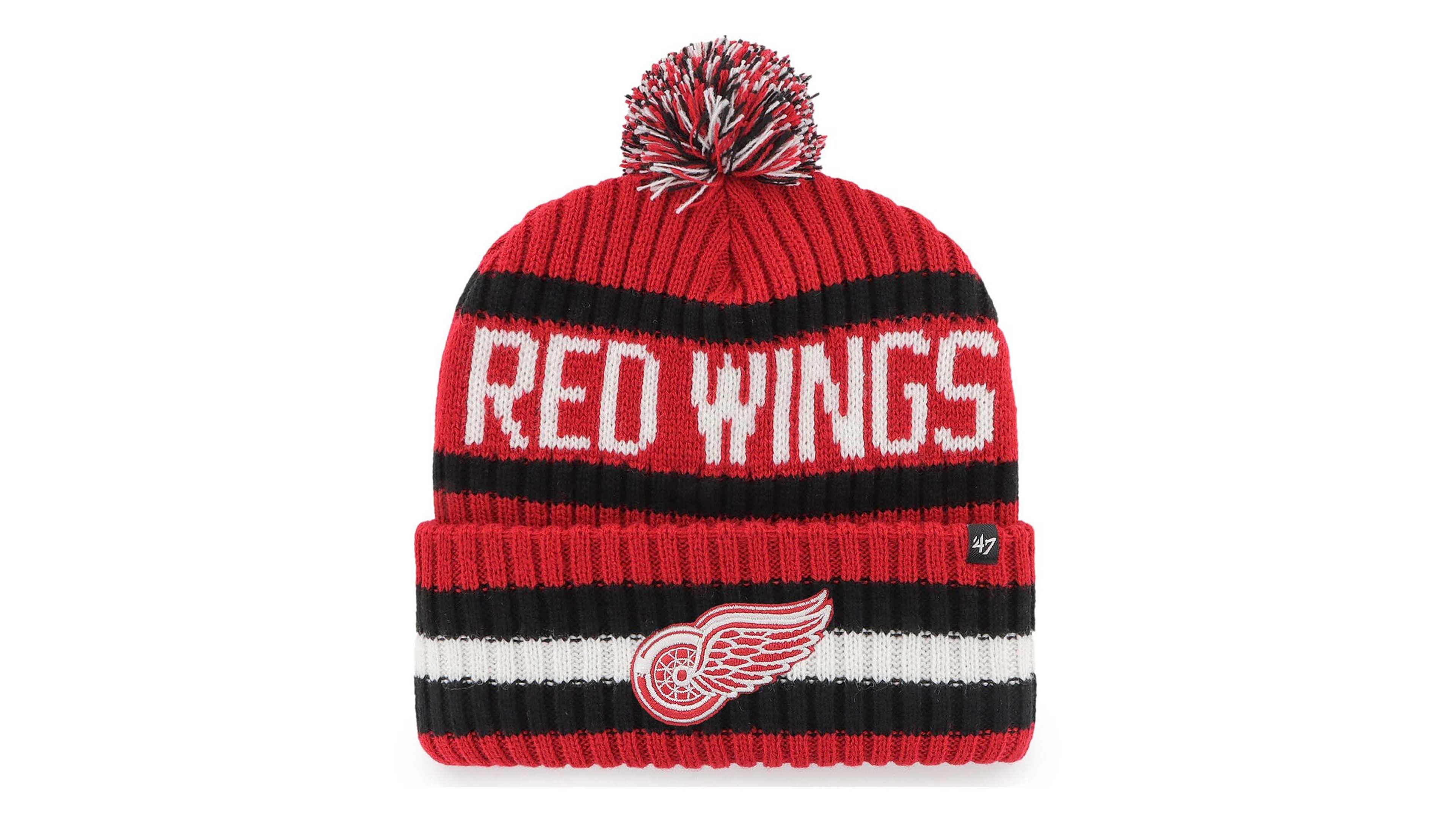 Men's Red Detroit Red Wings Bering Cuffed Knit Hat with Pom
