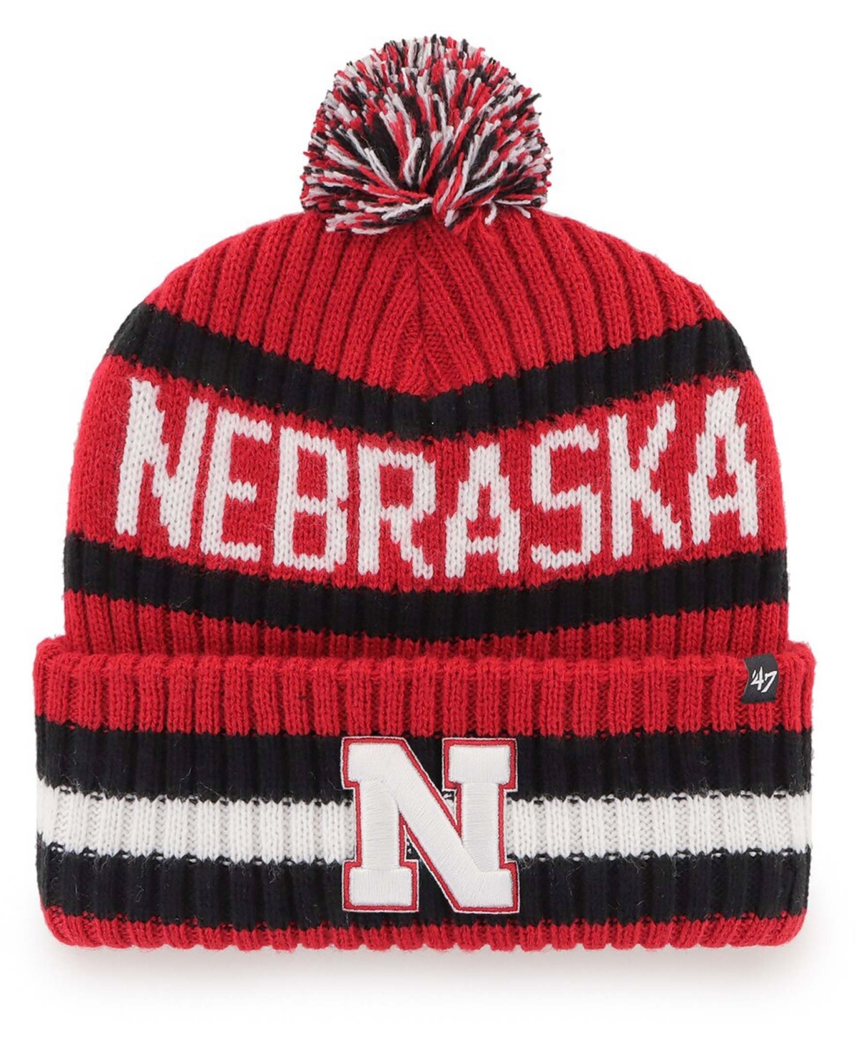 Men'sNebraska Huskers Bering Cuffed Knit Hat with Pom - Scarlet