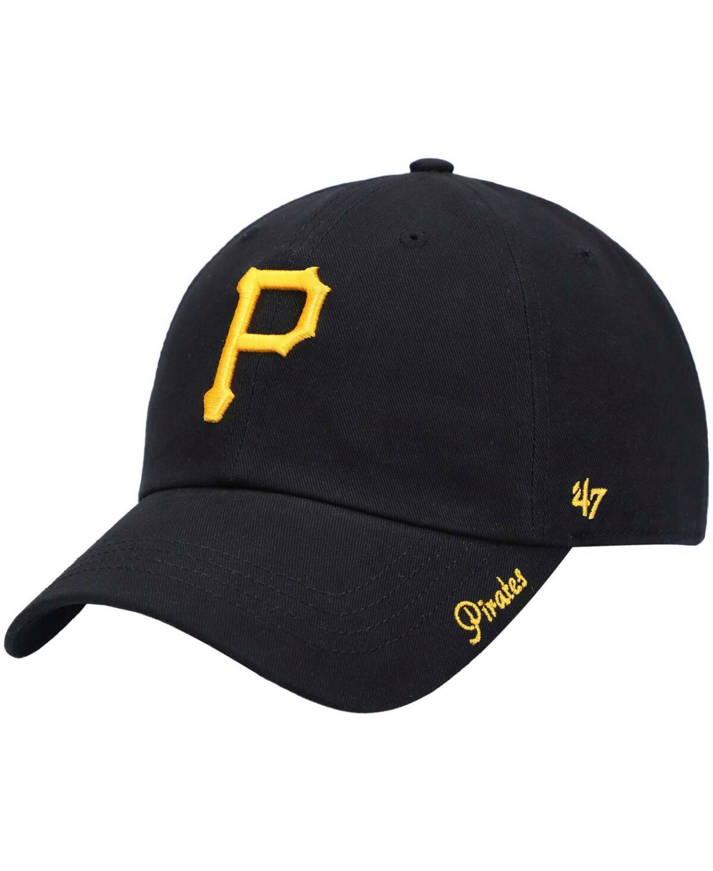 Женская кепка '47 Brand Black Pittsburgh Pirates Team Miata Clean Up Adjustable Hat — фото 1